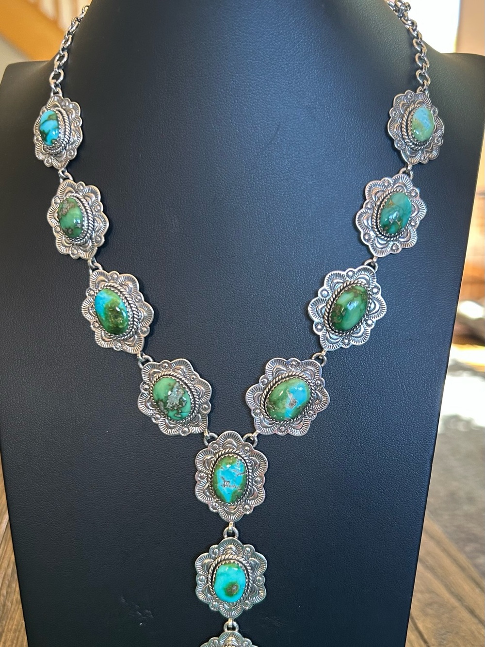 Sonoran Gold Turquoise Sterling Silver Lariat Necklace Southwest